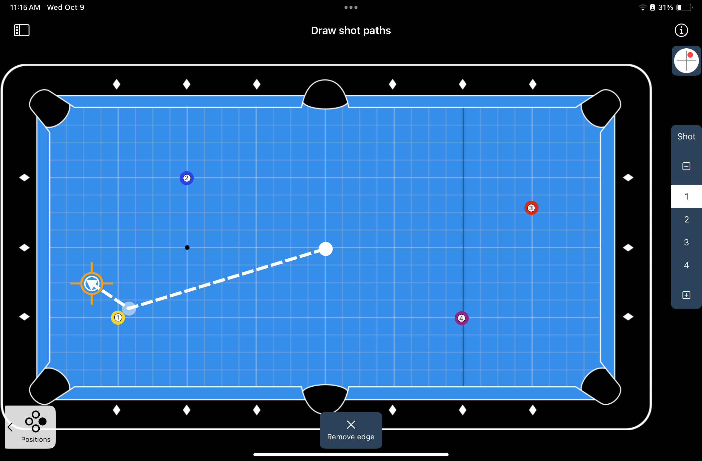 iPad screen capture of DrillRoom shot path editor