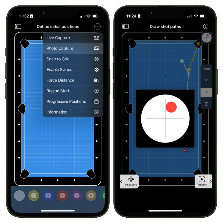 Two screen captures of DrillRoom drill editor